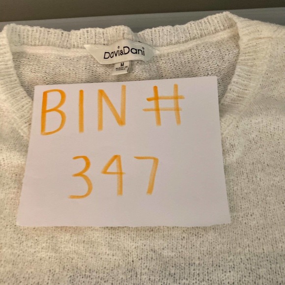 Davi & Dani Sweater Womens Sz M Ivory Blue Colorblock Long Sleeve Boat Neck - Picture 8 of 8